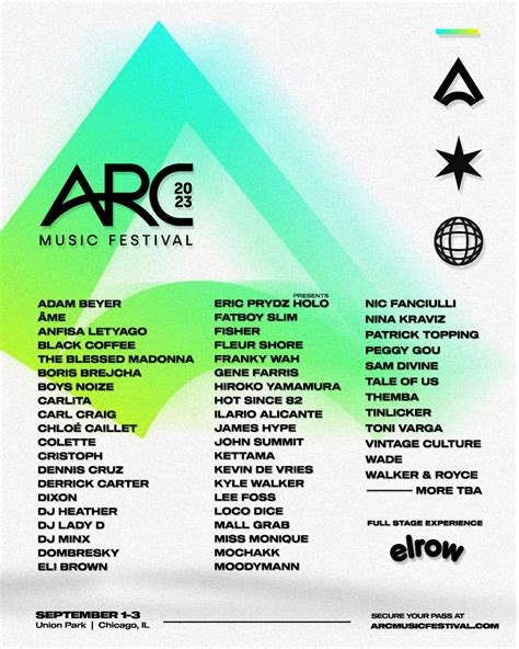 Arc music festival - ARC Music Festival 2024 will kick off on Friday, August 30 in Chicago, IL at Union Park. The fest will last three days and come to an end on Sunday, September 1. …
